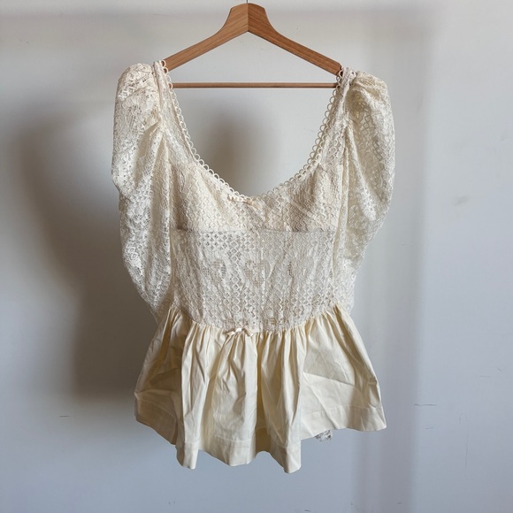 $289 NWT For Love & Lemons Doily Lace Mini Dress in Cream Sz Small S - Picture 5 of 16